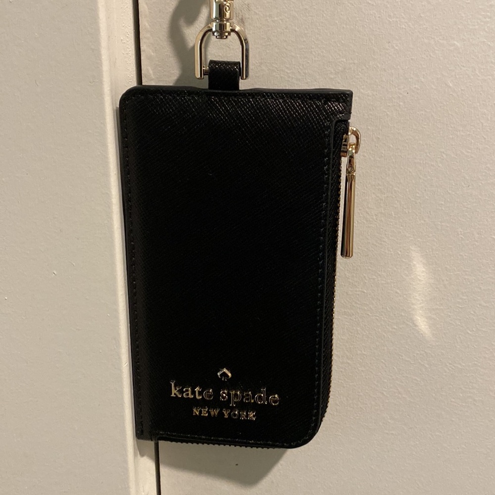 Brand New - Kate Spade, Black Leather Cardcase Lnyard